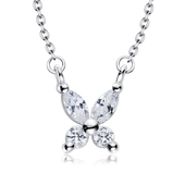 Lovely Butterfly CZ Crystal Silver Necklace SPE-5138